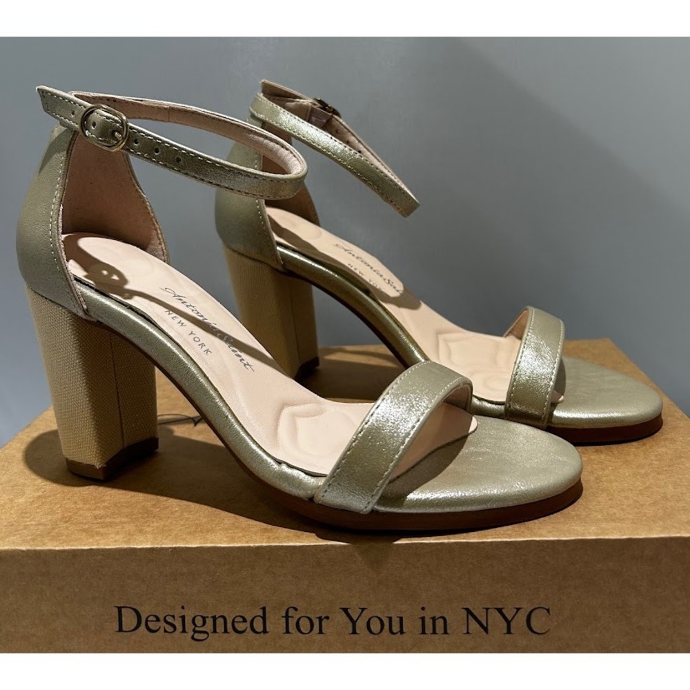 Antonia Saint Tina Party Block Heel Gold Metallic, Size 5 - Picture 3 of 8